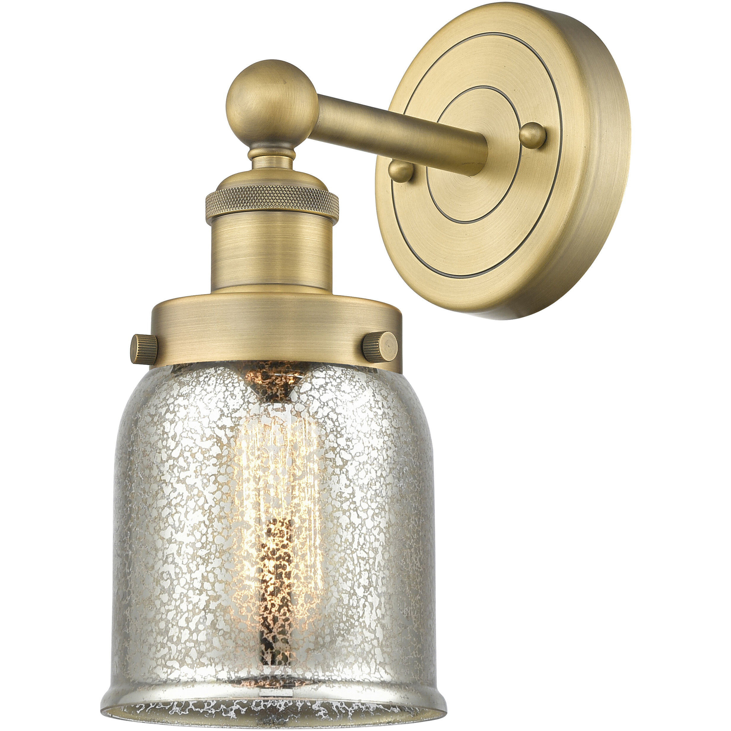 Bell Sconce Wall Light in Brushed Brass, Silver Plated Mercury