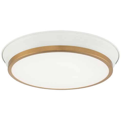 Jaxx LED 15 inch White and Aged Gold Brass Flush Mount Ceiling Light