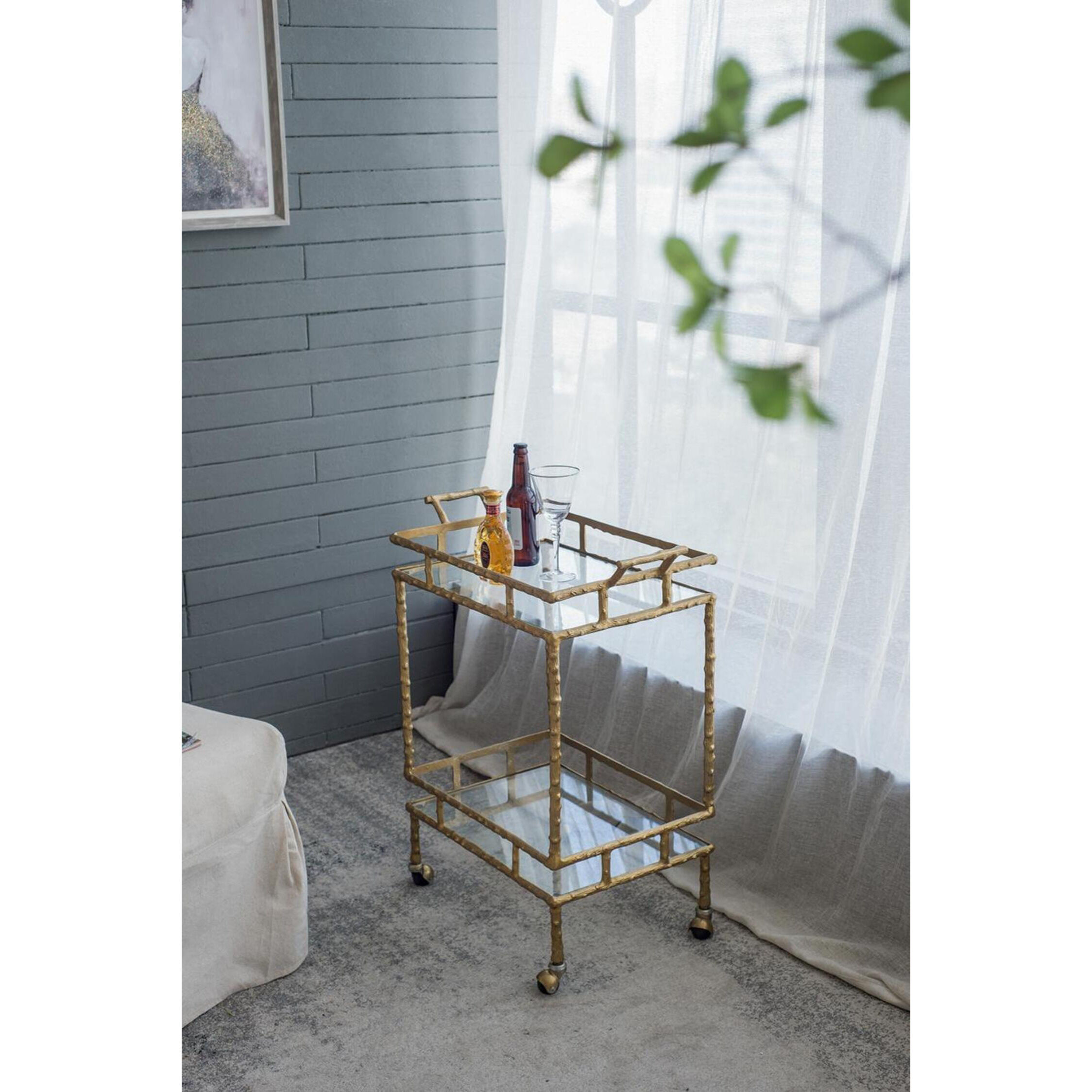 Twig Brass Antique Bar Cart