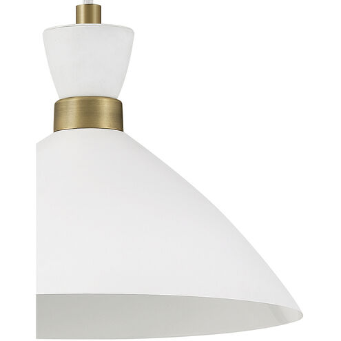 Simon LED 13 inch Matte White with Heritage Brass accents Pendant Ceiling Light, Semi-Flush Mount