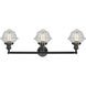 Franklin Restoration Small Oxford LED 34 inch Matte Black Bath Vanity Light Wall Light in Seedy Glass, Franklin Restoration