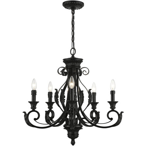 Valencia 5 Light 25 inch Shiny Black Chandelier Ceiling Light