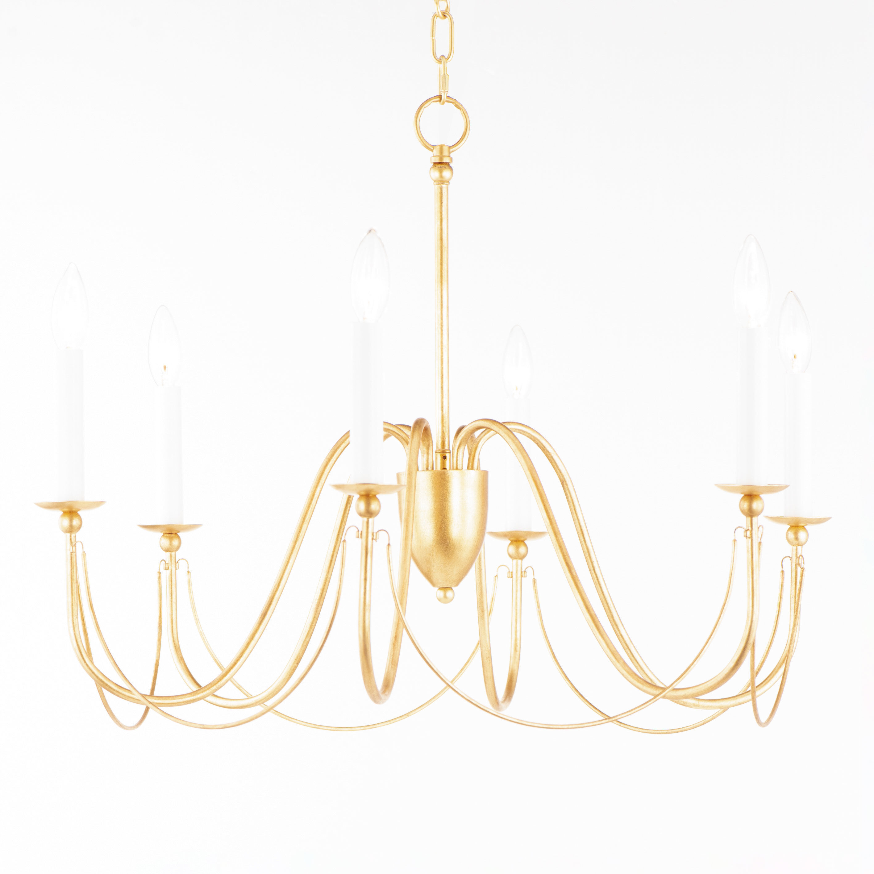 Plumette 6 Light 28 inch Gold Leaf Chandelier Ceiling Light