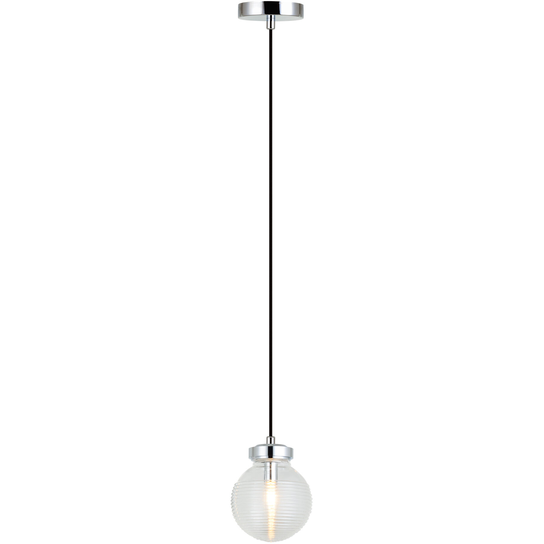 Ridge 1 Light 5.75 inch Chrome Pendant Ceiling Light in Chrome and Clear