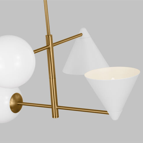 AERIN Cosmo 4 Light 28 inch Matte White and Burnished Brass Chandelier Ceiling Light in Matte White / Burnished Brass