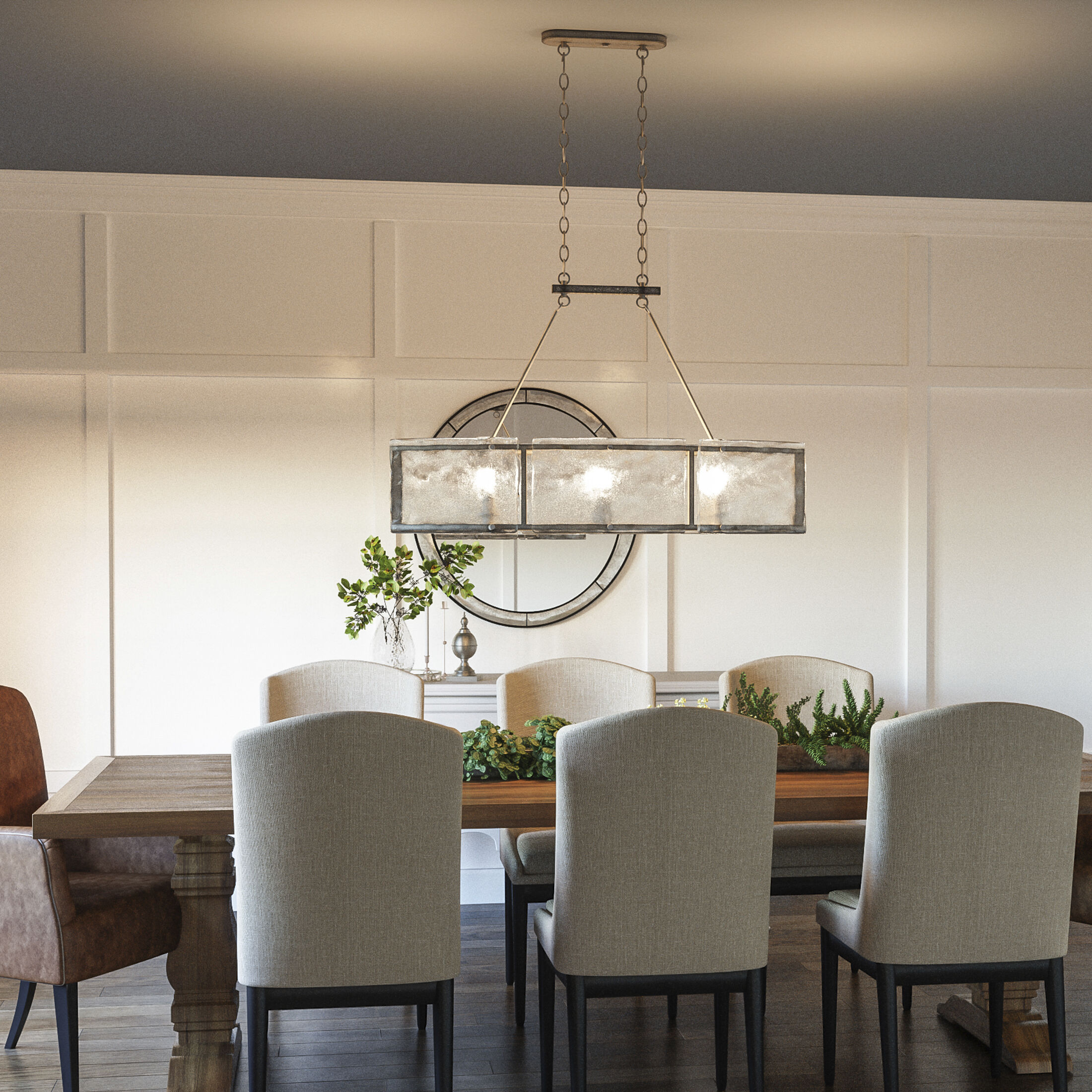 Fortress 6 Light 39 inch Mottled Silver Island Chandelier Ceiling Light