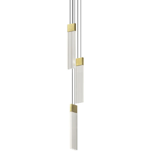 V Panels 3 Light 3.25 inch Brass Pendant Ceiling Light