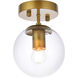 Mimi 1 Light 6 inch Brass Bath Sconce Wall Light, can be Ceiling Mounted