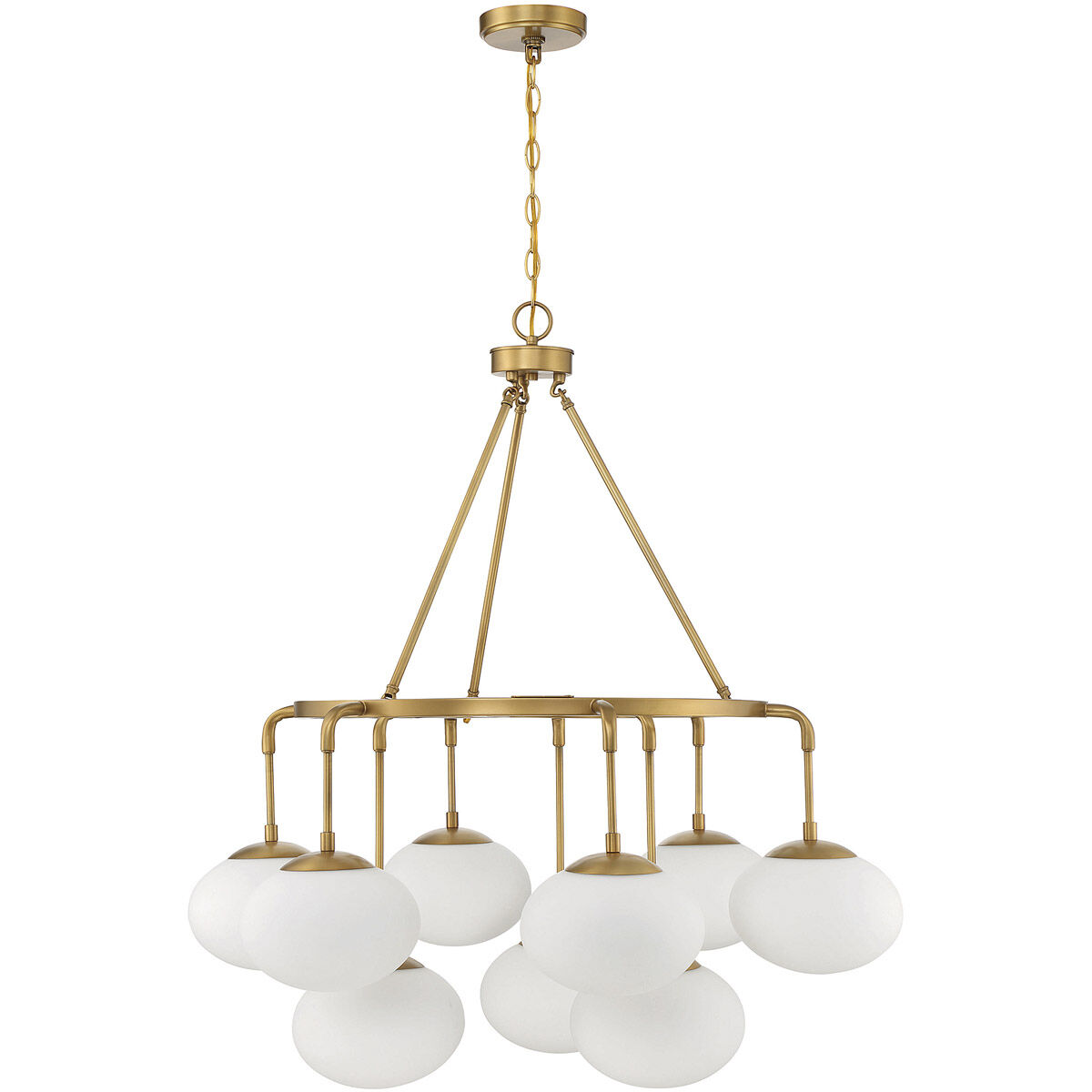 Modern 9 Light 34 inch Natural Brass Chandelier Ceiling Light