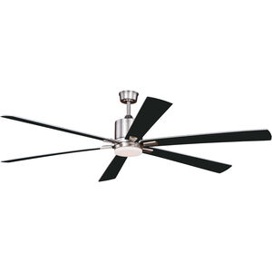 Wheelock 60 inch Satin Nickel with Black-Driftwood Blades Indoor/Outdoor Ceiling Fan