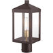 Nyack 1 Light 15 inch Bronze with Antique Brass Cluser Outdoor Post Top Lantern