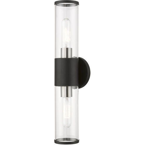 Banca 2 Light 4 inch Black with Brushed Nickel Accent ADA Vanity Sconce Wall Light