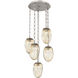 Meteo LED 22 inch Beige Silver Multi-Pendant Ceiling Light in Amber, 2700K LED, Diamond Chain