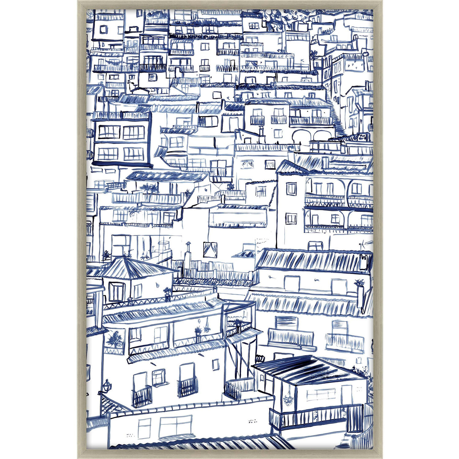 Mijas Blue and White Framed Art
