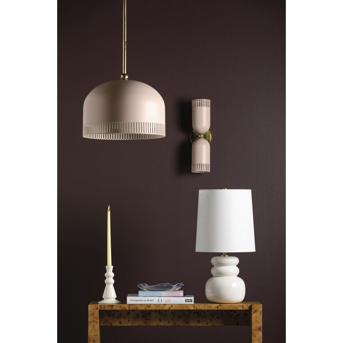 Liba 1 Light 15 inch Aged Brass/Soft Peignoir Pendant Ceiling Light