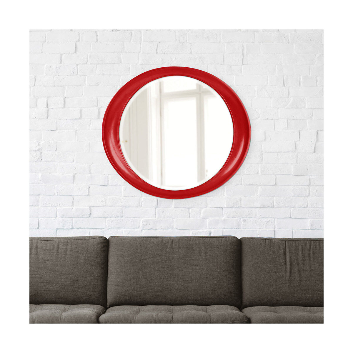 Ellipse 39 X 35 inch Glossy Red Wall Mirror