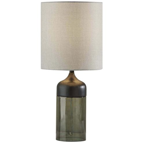 Marina 23 inch 60.00 watt Black Rubberwood with Smoked Glass Table Lamp Portable Light, Tall