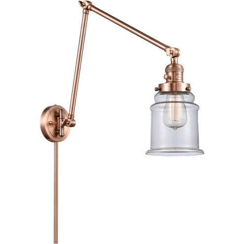Canton 30 inch 3.50 watt Antique Copper Swing Arm Wall Light, Franklin Restoration
