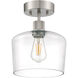 Port Nine LED 9 inch Brushed Steel Semi-Flush Ceiling Light