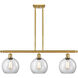 Ballston Athens 3 Light 36 inch Satin Gold Island Light Ceiling Light in Clear Glass, Ballston