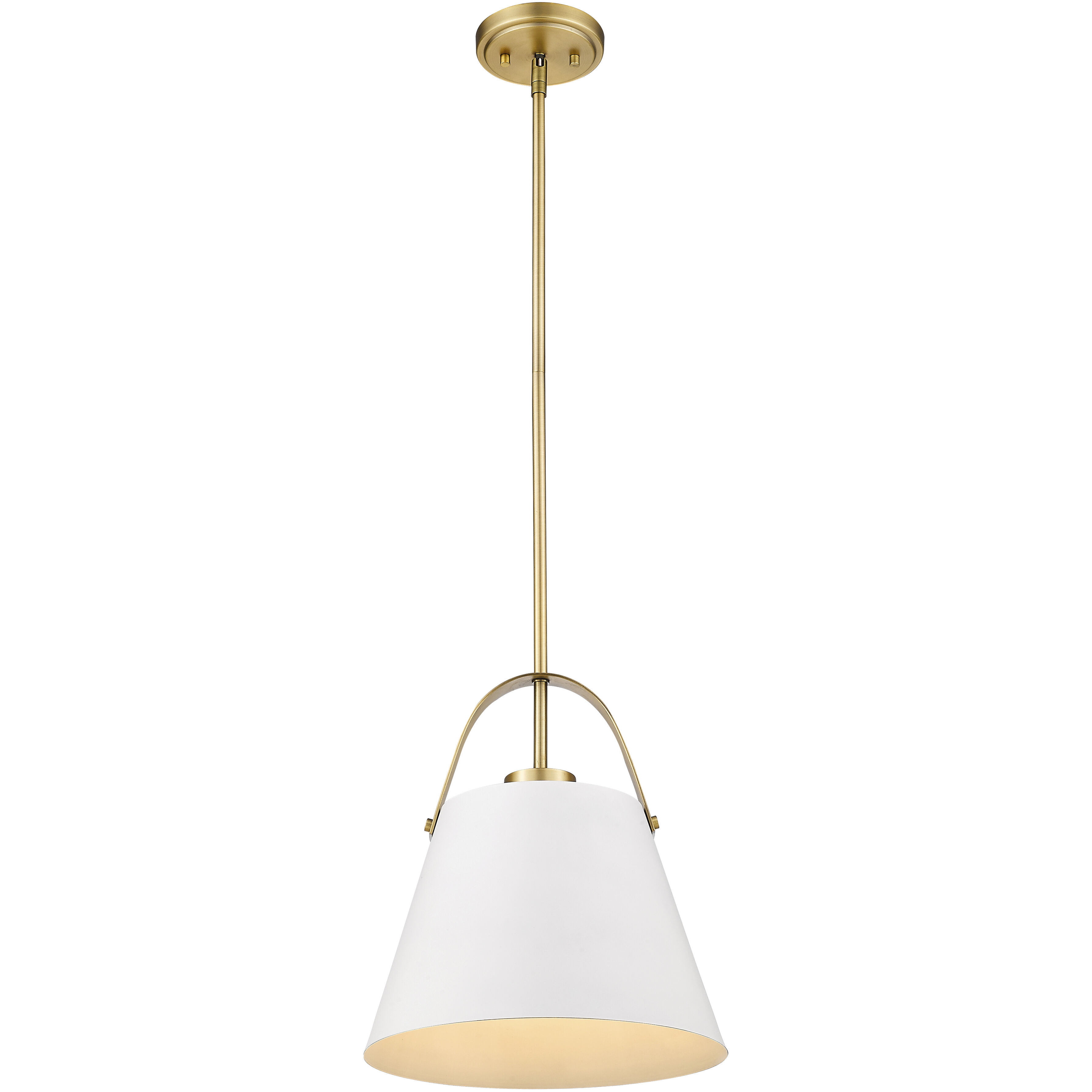 Z-Studio 1 Light 12.5 inch Matte White and Heritage Brass Pendant Ceiling Light
