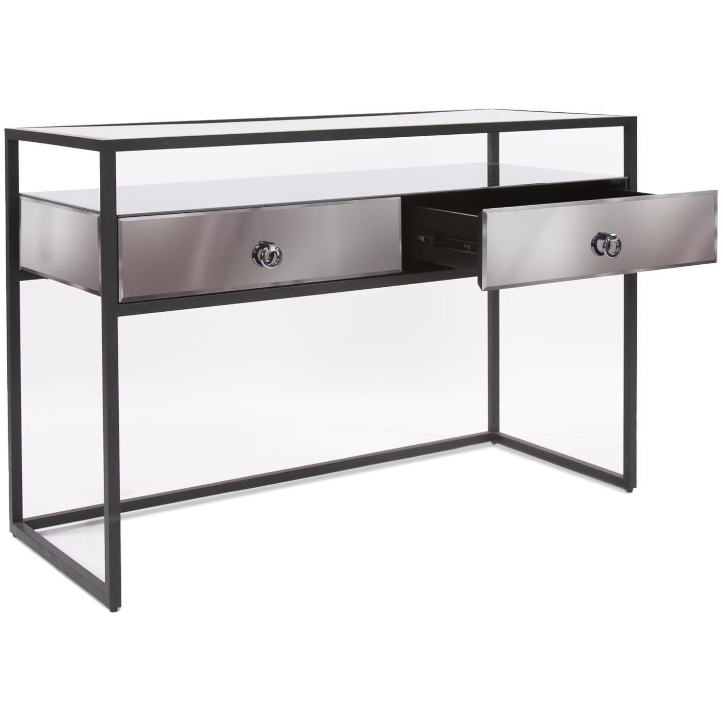 Metro 44 inch Smoked Gray and Black Console Table
