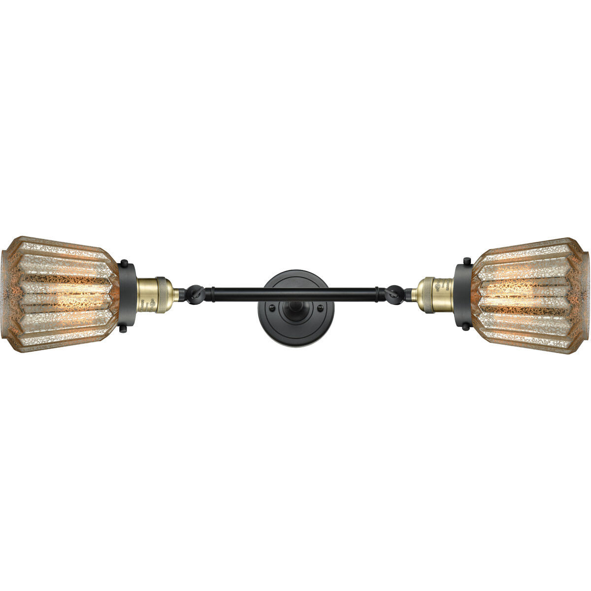 Franklin Restoration Chatham LED 16 inch Black Antique Brass Bath Vanity Light Wall Light in Mercury Glass, Franklin Restoration