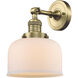 Franklin Restoration Large Bell LED 8 inch Antique Brass Sconce Wall Light in Matte White Glass, Franklin Restoration