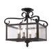 Valencia 4 Light 13.5 inch Fired Bronze Semi-Flush Mount Ceiling Light, Convertible