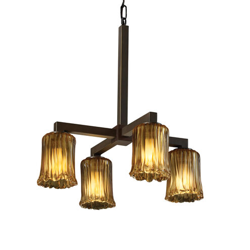 Veneto Luce LED 22 inch Brushed Nickel Chandelier Ceiling Light in 2800 Lm LED, White Frosted (Veneto Luce), Square with Rippled Rim, Modular