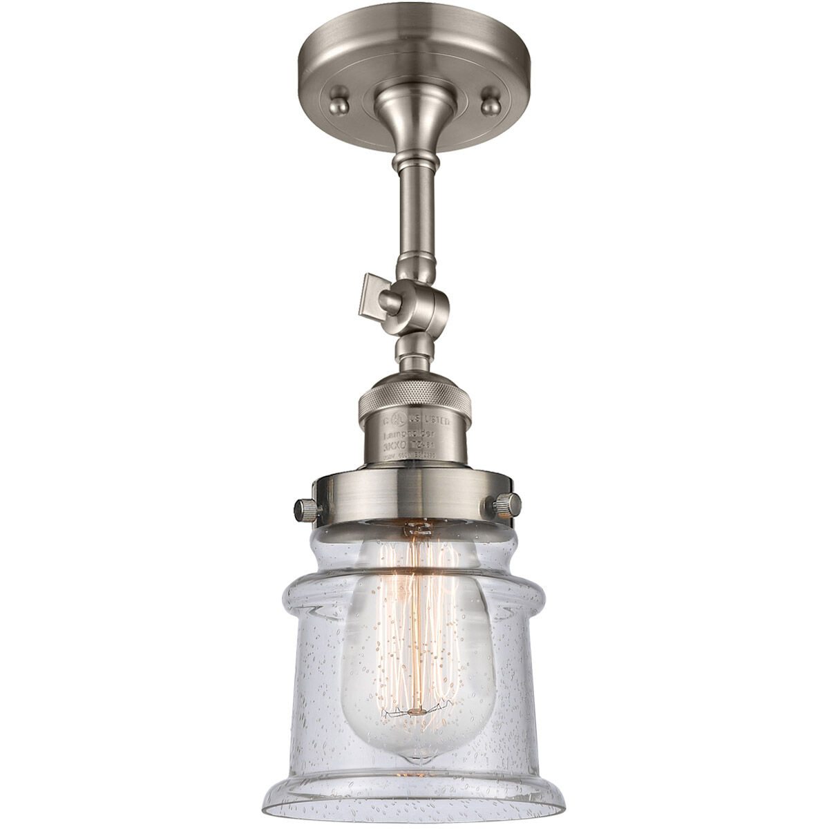 Franklin Restoration Small Canton LED 6.5 inch Brushed Satin Nickel Sconce Wall Light in Seedy Glass, Franklin Restoration
