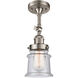 Franklin Restoration Small Canton LED 6.5 inch Brushed Satin Nickel Sconce Wall Light in Seedy Glass, Franklin Restoration