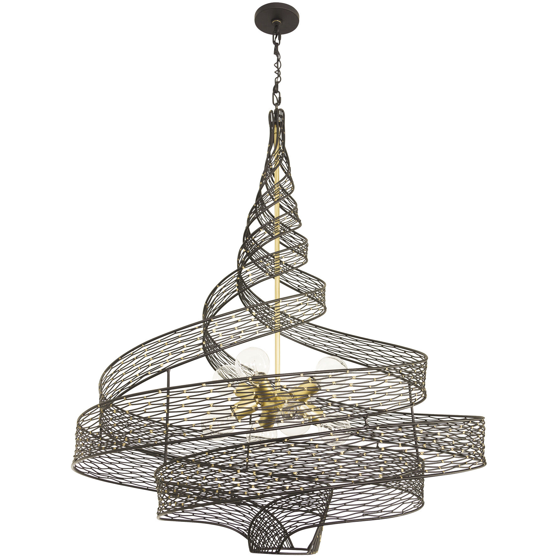 Flow 8 Light 36 inch Matte Black and French Gold Pendant Ceiling Light in Matte Black/French Gold