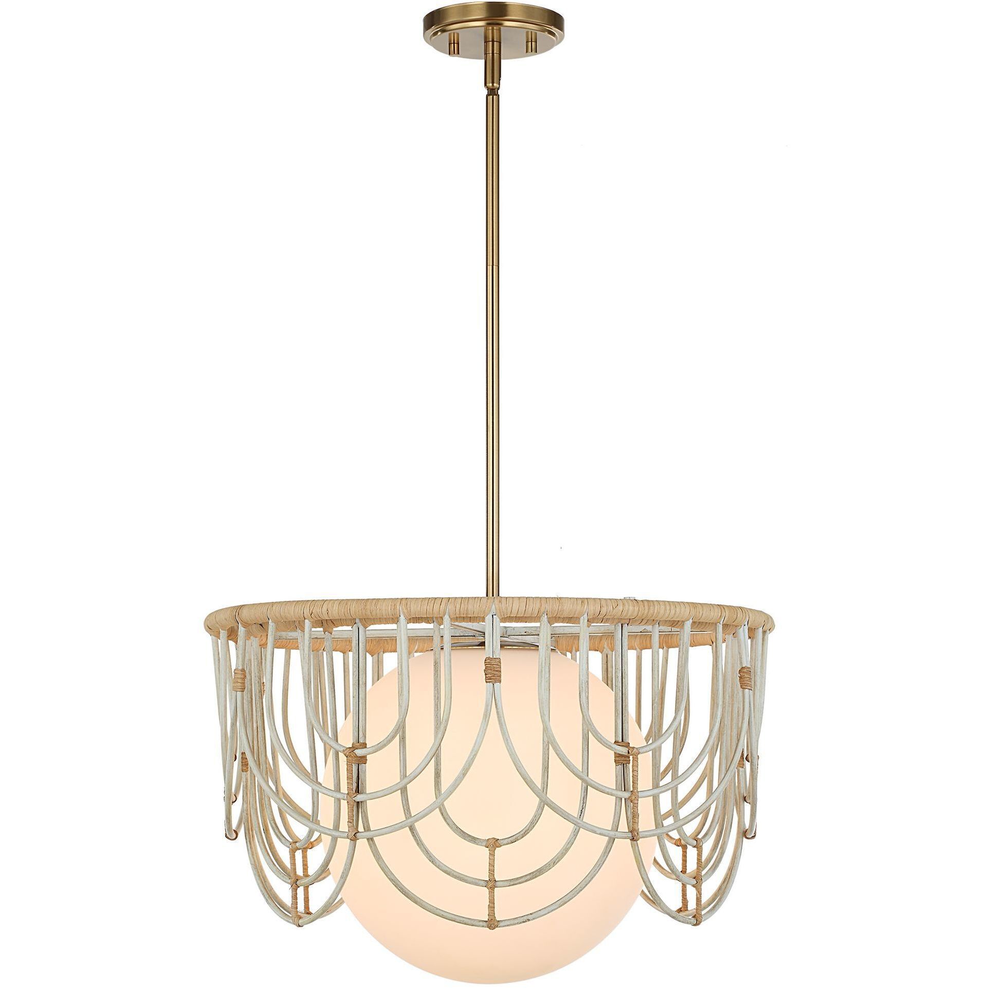 Arches 1 Light 20 inch Warm White and Natural Rattan Pendant Ceiling Light