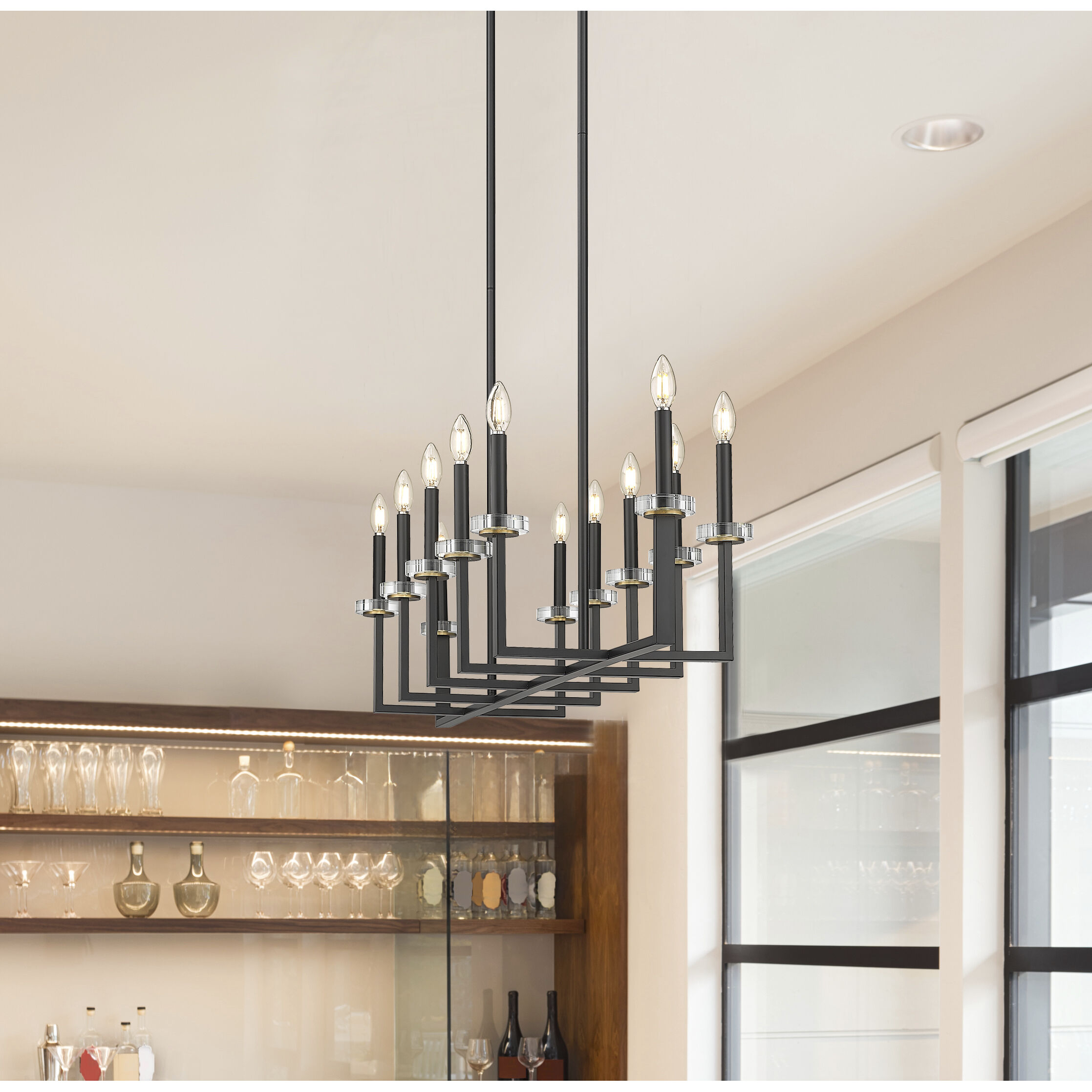 Gaultier 12 Light 56.75 inch Matte Black and Mondern Gold Linear Chandelier Ceiling Light in Matte Black and Modern Gold