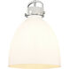 Newton Bell 3 Light 14 inch Satin Nickel Pendant Ceiling Light in Cased Matte White Glass