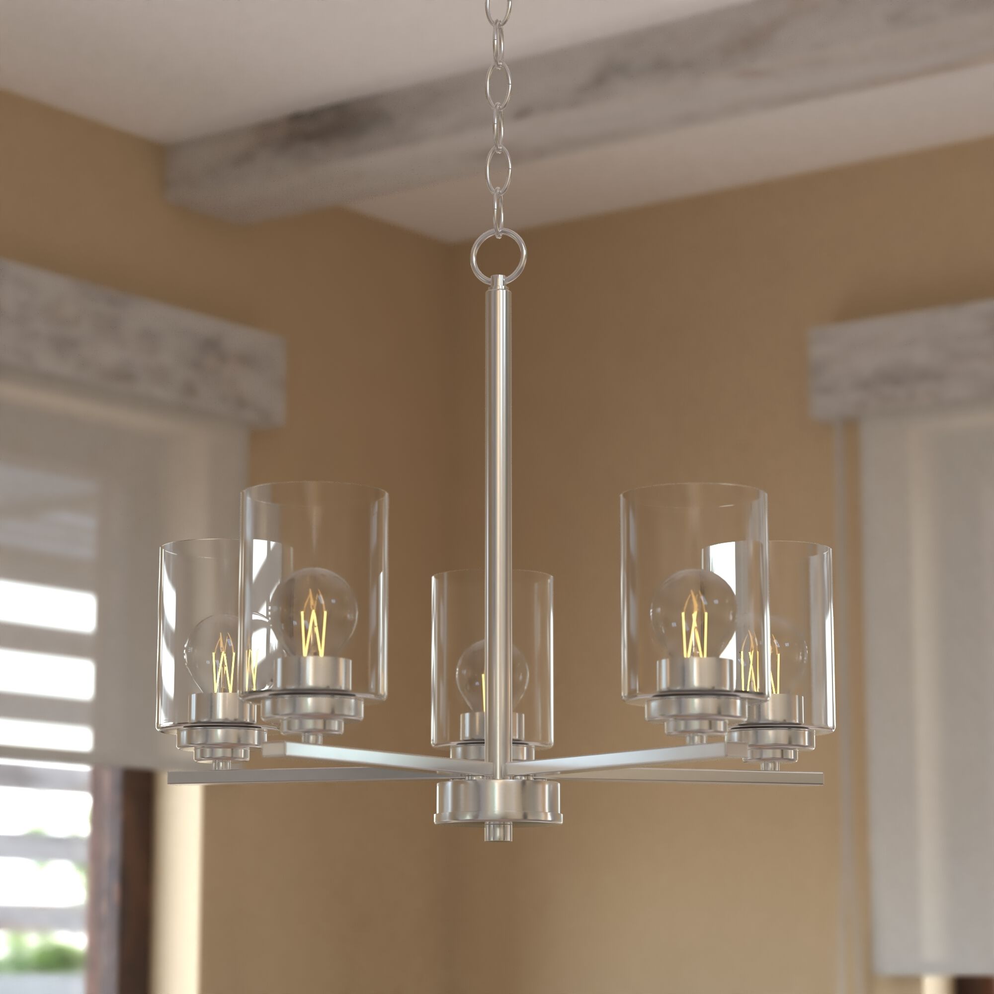Park Ridge 5 Light 21 inch Satin Nickel Chandelier Ceiling Light