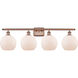 Ballston Athens LED 36 inch Antique Copper Bath Vanity Light Wall Light in Matte White Glass, Ballston