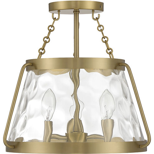 Crawford 3 Light 15 inch Warm Brass Semi-Flush Ceiling Light