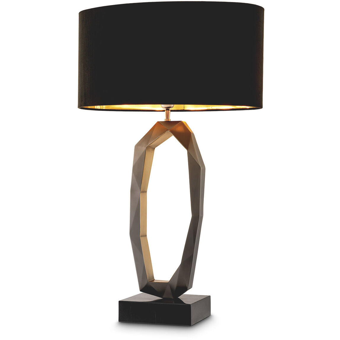 Santos 34.06 inch 40 watt Gunmetal with Antique Brass with Black Marble Base Table Lamp Portable Light