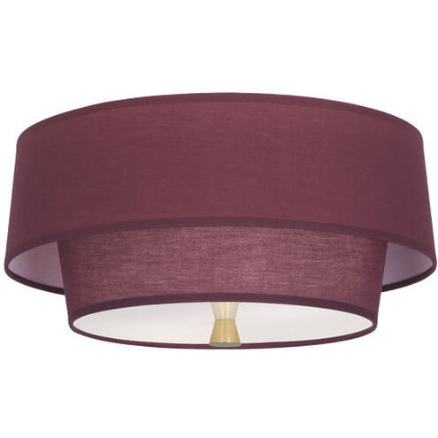 Decker 2 Light 17 inch Modern Brass Flushmount Ceiling Light in Vintage Wine