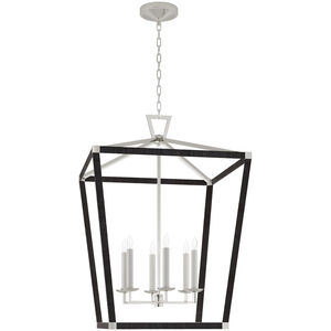 Chapman & Myers Darlana5 LED 29 inch Polished Nickel and Black Rattan Wrapped Lantern Ceiling Light, XL