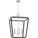 Chapman & Myers Darlana5 LED 29 inch Polished Nickel and Black Rattan Wrapped Lantern Ceiling Light, XL