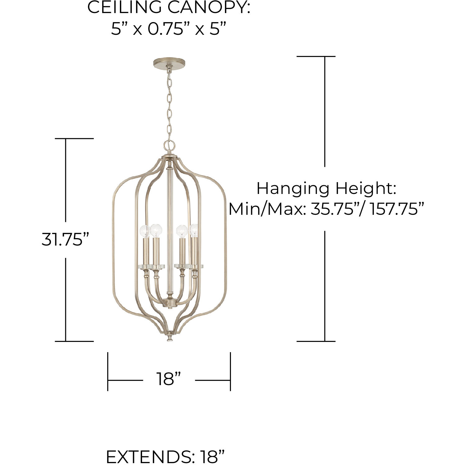 Breigh 4 Light 18 inch Brushed Champagne Foyer Ceiling Light
