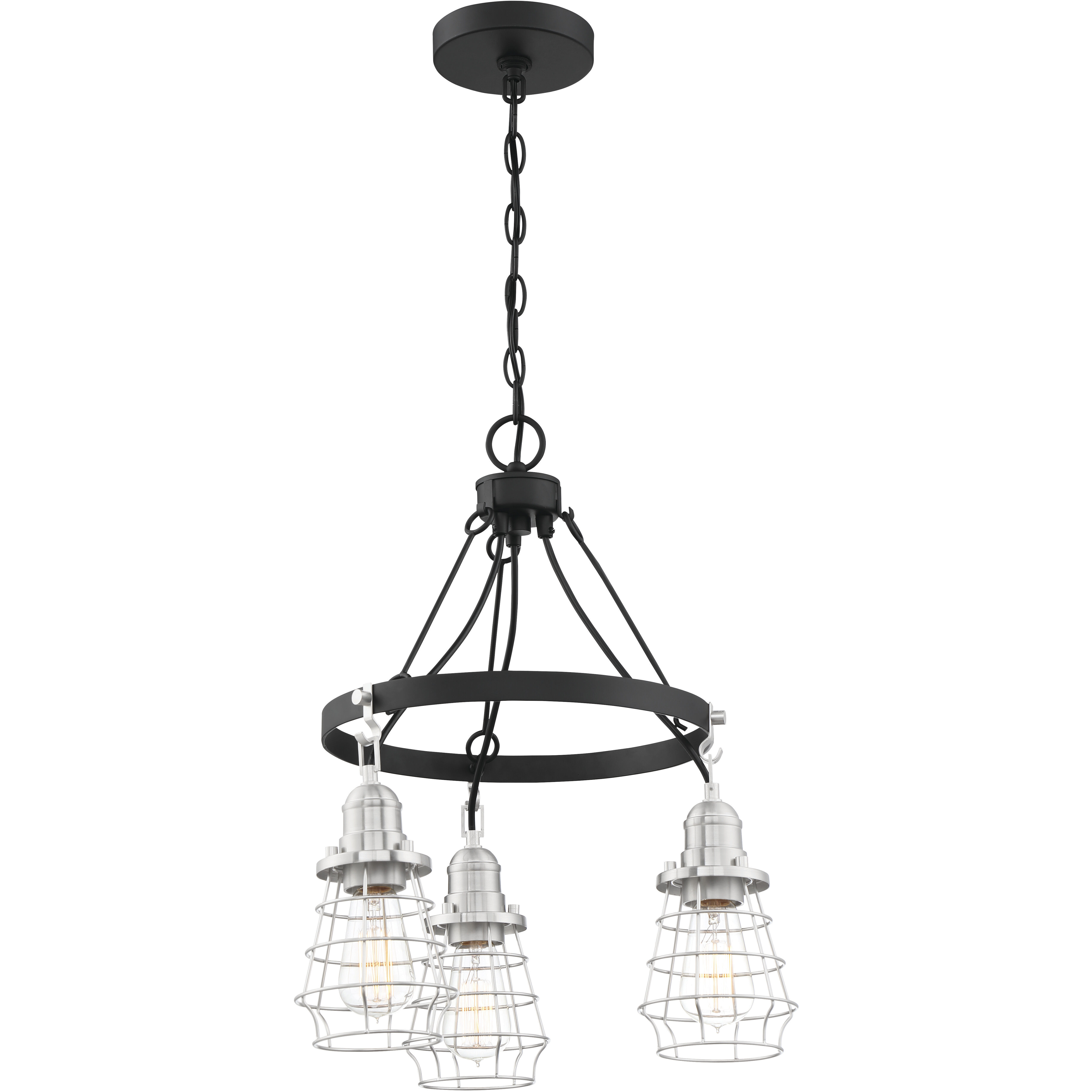 Neighborhood Thatcher 3 Light 18 inch Flat Black/Brushed Polished Nickel Chandelier Ceiling Light, Neighborhood Collection