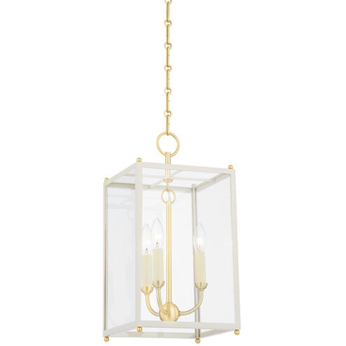 Chaselton 3 Light 10 inch Aged Brass/Off White Hanging Lantern Ceiling Light