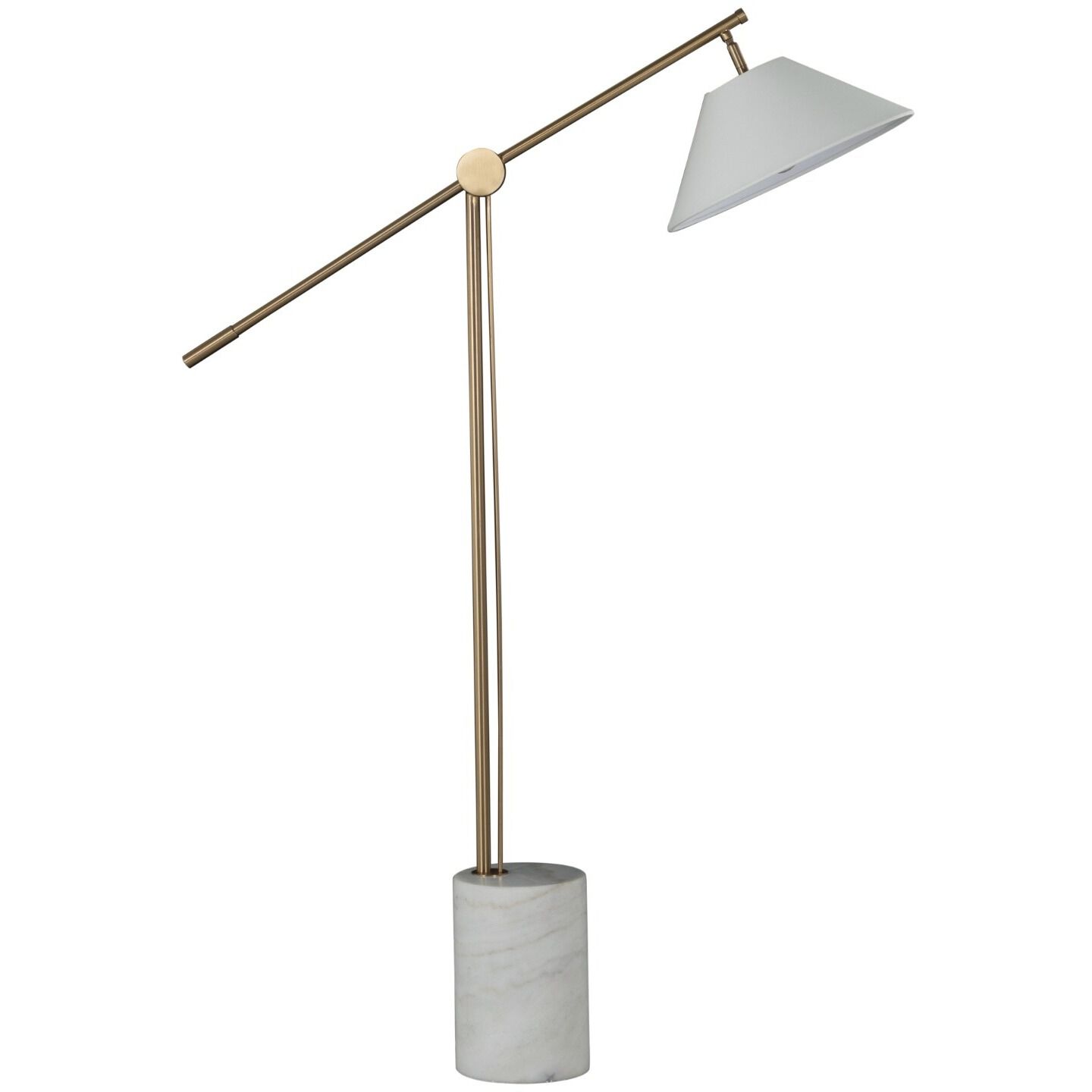 Estelle 55 inch Brass / White Linen Floor Lamp Portable Light