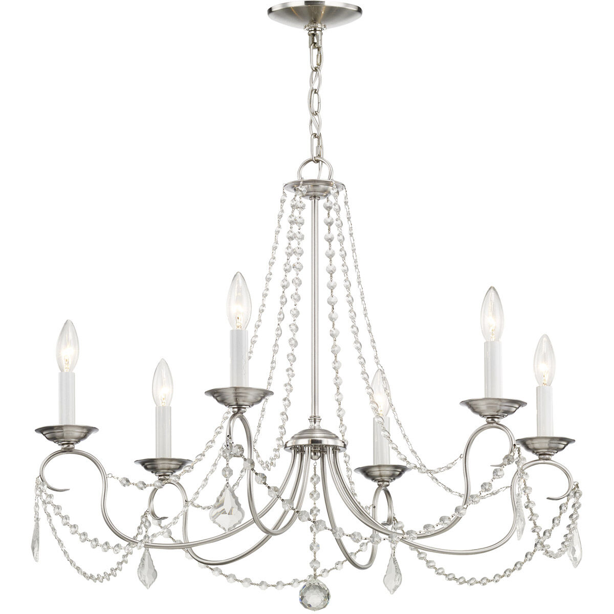 Pennington 6 Light 28 inch Brushed Nickel Chandelier Ceiling Light