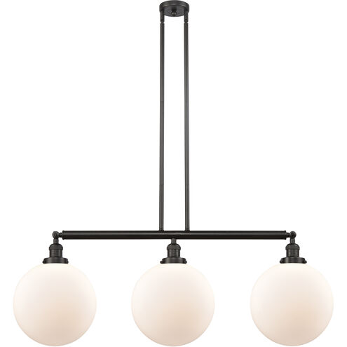 Franklin Restoration XX-Large Beacon 3 Light 44 inch Oil Rubbed Bronze Island Light Ceiling Light in Matte White Glass, Franklin Restoration