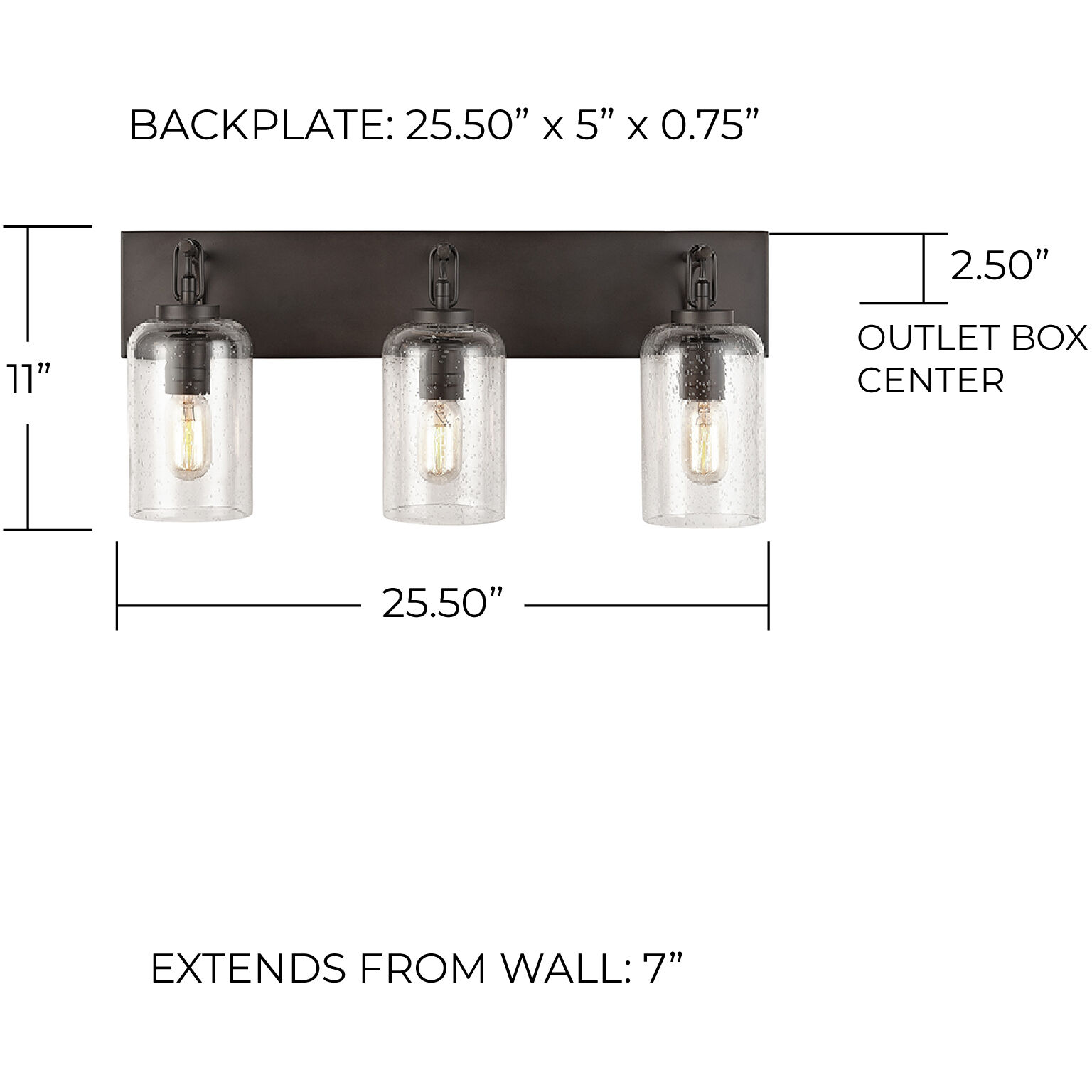 Wilton 3 Light 25.5 inch Old Bronze Vanity Light Wall Light